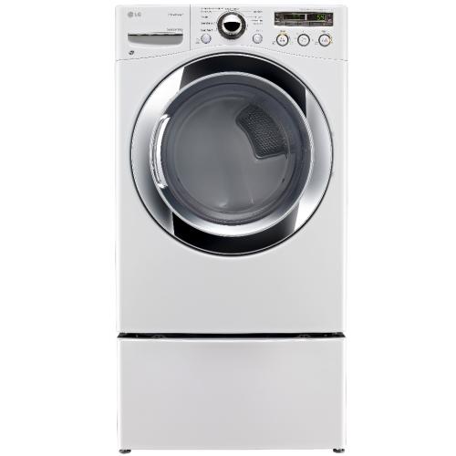 LG DLEX3250W 27 Inch Front-Load Electric Dryer with 7.3 cu. ft. Capacity, 9 Dry Cycles, 10 Options, Wrinkle Care Option, TrueSteam Technology, Sensor Dry and Drying Rack: White