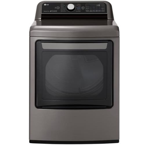 LG DLGX7801VE 27 Inch Gas Smart Dryer with 7.3 Cu. Ft. Capacity, 14 Dryer Programs, Sensor Dry System, Wrinkle Care, TurboSteam™ Technology, and EasyLoad™ Door: Graphite Steel