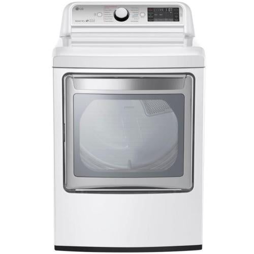 LG DLGX7801WE 27 Inch Gas Smart Dryer with 7.3 Cu. Ft. Capacity, 14 Dryer Programs, Sensor Dry System, Wrinkle Care, TurboSteam™ Technology, and EasyLoad™ Door: White