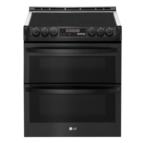 LG LTE4815BM 30 Inch Slide-In Electric Smart Range with 5 Element Burners, Double Oven, 7.3 Cu. Ft. Total Capacity, ProBake Convection®, Self Clean + EasyClean®, SmoothTouch™ Glass Control, Wi-Fi Connectivity, and SmartDiagnosis™