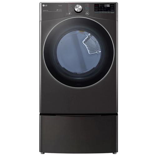 LG DLGX4201B 27 Inch Gas Smart Dryer with 7.4 Cu. Ft. Capacity, TurboSteam™, Smart Pairing™, LG ThinQ® Technology, 12 Options, AI Fabric Sensor, Sensor Dry, Closet Depth, and Energy STAR® Certified: Black Steel