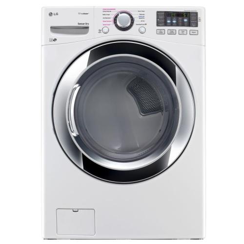 LG DLEX3370W 27 Inch Electric Dryer with TrueSteam™, SmartDiagnosis™, Sensor Dry, Wrinkle Care, Speed Dry, 10 Drying Cycles, 5 Temperature Settings, Stacking Capability, LED Display Controls, 7.4 cu. ft. Capacity and ENERGY STAR® Rated: White