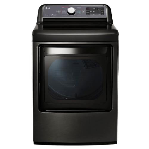 LG DLEX7600KE 27 Inch 7.3 cu. ft. Electric Dryer with 14 Dry Programs, TurboSteam, EasyLoad Door, Smart ThinQ Technology, ReduceStatic Option, NeveRust Stainless Steel Drum and ENERGY STAR Qualified: Black Stainless Steel