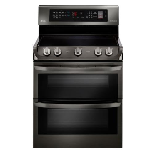 LG LDE4415BD 30 Inch Double Oven Electric Range with ProBake Convection®, Infrared Heating™, EasyClean®, 7.3 cu. ft. Capacity, 5 Radiant Heating Elements, 6 Inch/9 Inch 3200W, UltraHeat™ Dual Element and Glass Touch Controls: Black Stainless Steel