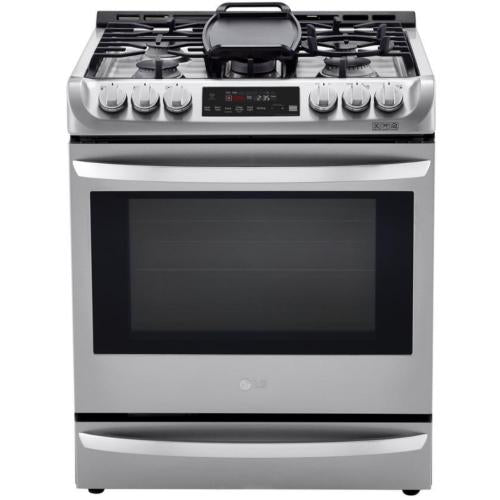 LG LSD4913ST 30 Inch Slide-In Dual Fuel Smart Range with 5 Sealed Burners, 6.3 cu. ft. Oven Capacity, Storage Drawer, ProBake Convection®, Sabbath Mode, EasyClean®, SmartThinQ®, Wi-Fi Connectivity, SmartDiagnosis™, and UltraHeat™ Power Burner