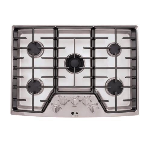 LG LSCG366ST 36 Inch Gas Cooktop with 5 Sealed Burners, 19,000 BTU UltraHeat Center Burner, Heavy-Duty Cast Iron Grates and 2 Year Warranty