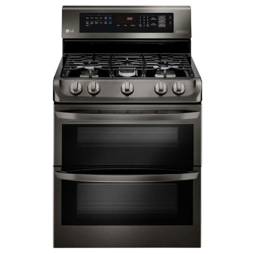 LG LDG4315BD 30 Inch Double Oven Gas Range with ProBake Convection®, EasyClean®, WideView™ Window, UltraHeat™ 18,500 BTU Power Burner, 5 Sealed Burners, 6.9 cu. ft. Capacity, Glass Touch Controls and Griddle: Black Stainless Steel