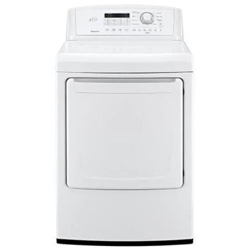 LG DLE4870W 27 Inch Electric Dryer with 7.3 cu. ft. Capacity, 8 Dry Cycles, 8 Options, SmartDiagnosis Technology, Sensor Dry System, Alloy Steel Drum and Dual LED Display: White