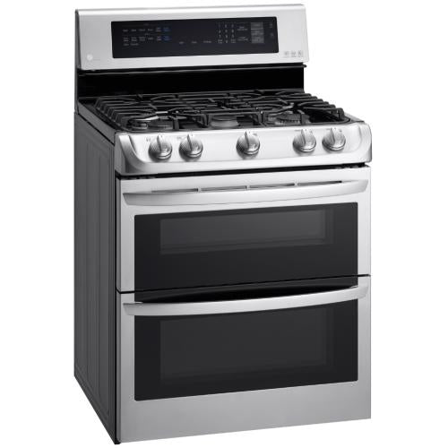 LG LDG4313ST 30 Inch Double Oven Gas Range with 5 Sealed Burners, 6.9 cu. ft. Total Oven Capacity, ProBake Convection®, Delay Bake, EasyClean®, Glass Touch Controls, and UltraHeat™ Burner: Stainless Steel