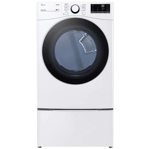 LG DLE3600W 27 Inch Electric Smart Dryer with 7.4 Cu. Ft. Capacity, LoDecibel™ Quiet Operation, FlowSense™ Duct Clogging, SmartDiagnosis™, ThinQ®, WiFi, 10 Dryer Programs, Sensor Dry, Wrinkle Care, Energy Saver, and Energy Star® Rated: White