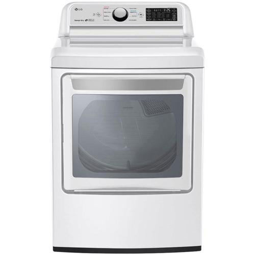 LG DLG7301WE 27 Inch Gas Smart Dryer with 7.3 cu. ft. Capacity, SmartThinQ® Technology, EasyLoad™ Door, FlowSense™ Duct Clogging Indicator, 12 Options, Sensor Dry System, Wi-Fi Connectivity, Voice Activation, Wrinkle Care Option and ENERGY STAR®