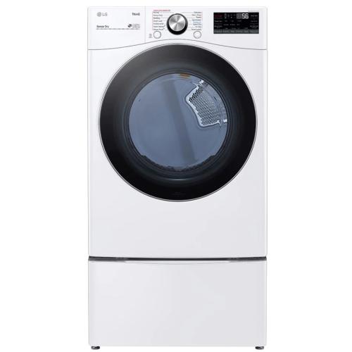 LG DLGX4201W 27 Inch Gas Smart Dryer with 7.4 Cu. Ft. Capacity, TurboSteam™, Smart Pairing™, LG ThinQ® Technology, 12 Options, AI Fabric Sensor, Sensor Dry, Closet Depth, and Energy STAR® Certified: White