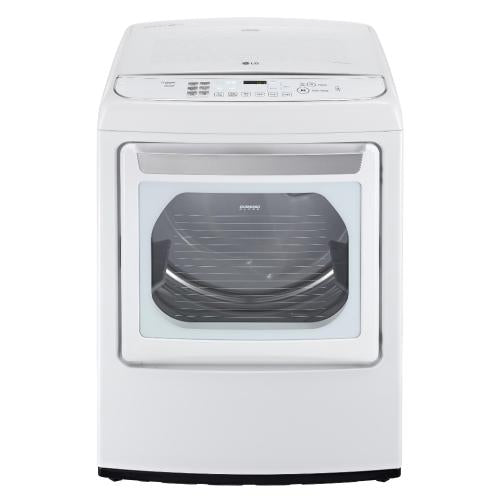 LG DLGY1702WE 27 Inch 7.4 cu. ft. Gas Dryer with 12 Drying Programs, Steam, EasyLoad Door, Wrinkle Free Program, Speed Dry, Smart Diagnosis, LoDecibel Quiet Operation, Sensor Dry and ENERGY STAR Certification: White