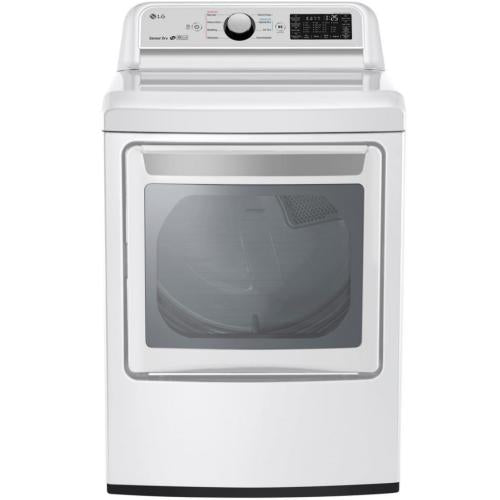 LG DLE7300WE 27 Inch Electric Smart Dryer with 7.3 Cu. Ft. Capacity, LoDecibel™ Operation, FlowSense™, EasyLoad™ Door, Dial-A-Cycle™, WiFi, SmartDiagnosis™, 8 Dryer Programs, Sensor Dry, SteamSanitary Cycle, and ENERGY STAR®: White