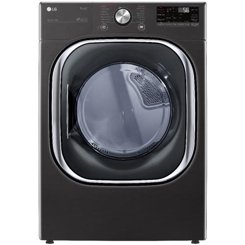 LG DLGX4501B 27 Inch Gas Smart Dryer with 7.4 Cu. Ft. Capacity, TurboSteam™, Smart Pairing™, LG ThinQ® Technology, FlowSense™, 12 Options, Sanitize, Closet Depth, and Energy STAR®: Black Steel