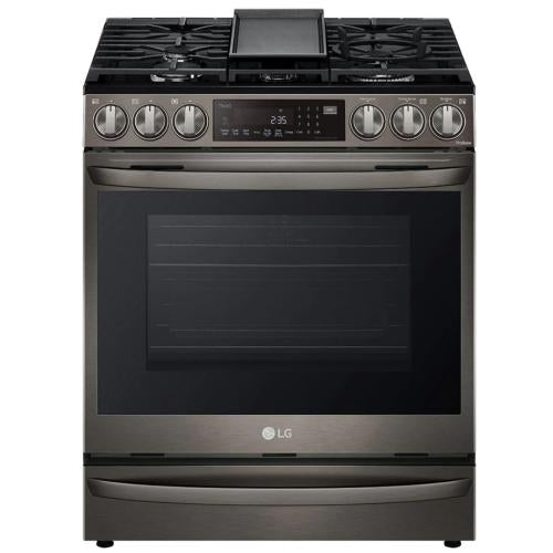 LG LSGL6337D 30 Inch Smart Instaview™ Gas Slide-In Range with 5 Sealed Burners, 6.3 cu. ft. Oven Capacity, ProBake Convection® with Air Fry, Air Sous Vide, Storage Drawer, EasyClean®+Self Clean, Wi-Fi, SmartDiagnosis™, and UltraHeat™ Power Burner