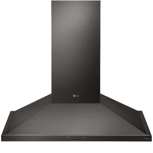 LG HCED3015D 30 Inch Wall Mount Range Hood with 5 Speed 600 CFM Blower, Dishwasher Mesh Filters, Low Profile Body, IR Touch Controls, Dual Level LED Lighting, and UL Listed: Black Stainless Steel