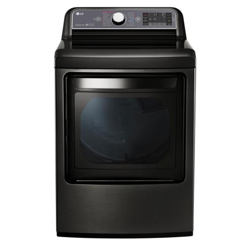 LG DLGX7601KE 27 Inch 7.3 cu. ft. Gas Dryer with TurboSteam™, EasyLoad™ Door, Smart ThinQ® Technology, ReduceStatic™ Option, NeveRust™ Stainless Steel Drum, 7.3 cu. ft., 14 Dry Programs and ENERGY STAR® Qualified: Black Stainless Steel