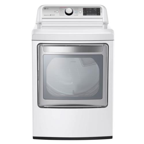 LG DLEX7600WE 27 Inch 7.3 cu. ft. Electric Dryer with 14 Dry Programs, TurboSteam, EasyLoad Door, Smart ThinQ Technology, ReduceStatic Option, NeveRust Stainless Steel Drum and ENERGY STAR Qualified: White