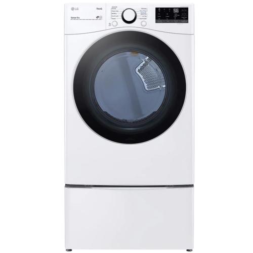 LG DLG3601W 27 Inch Gas Smart Dryer with 7.4 Cu. Ft. Capacity, LoDecibel™ Quiet Operation, FlowSense™ Duct Clogging Indicator, Smart Pairing™, ThinQ® Technology, SmartDiagnosis™, 10 Dryer Programs, Sensor Dry, and ENERGY STAR® Certified: White