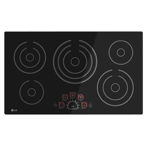 LG LCE3610SB 36 Inch Smoothtop Electric Cooktop with 5 Steady Heat Radiant Elements Including Triple 12"/9"/6 Inch Element, Warm Function, SmoothTouch Controls, Hot Surface Indicator Lights and Child Lock