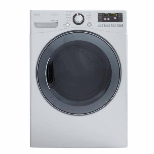 LG DLEX3570W 27 Inch Electric Dryer with TrueSteam™, FlowSense™, SmartDiagnosis™, LoDecibel™ Quiet Operation, Speed Dry Cycle, Wrinkle Care, Sensor Dry, 7.4 cu. ft. Capacity, 10 Drying Programs and Towel Dry Program: White